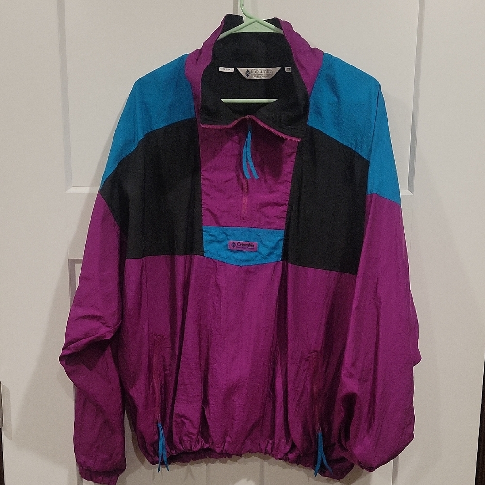Vintage Columbia Retro Colorblock Jacket - Purple, Teal, Black Windbreaker. - Picture 3 of 5